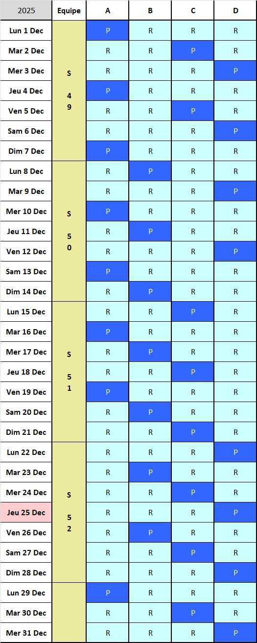 Calendrier 2025/2026, 24x48 Service Sécurité