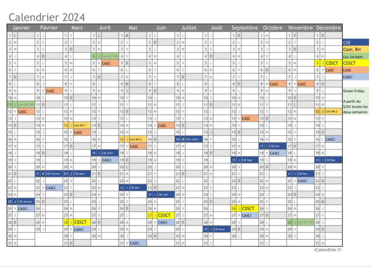 Agenda des instances 2024