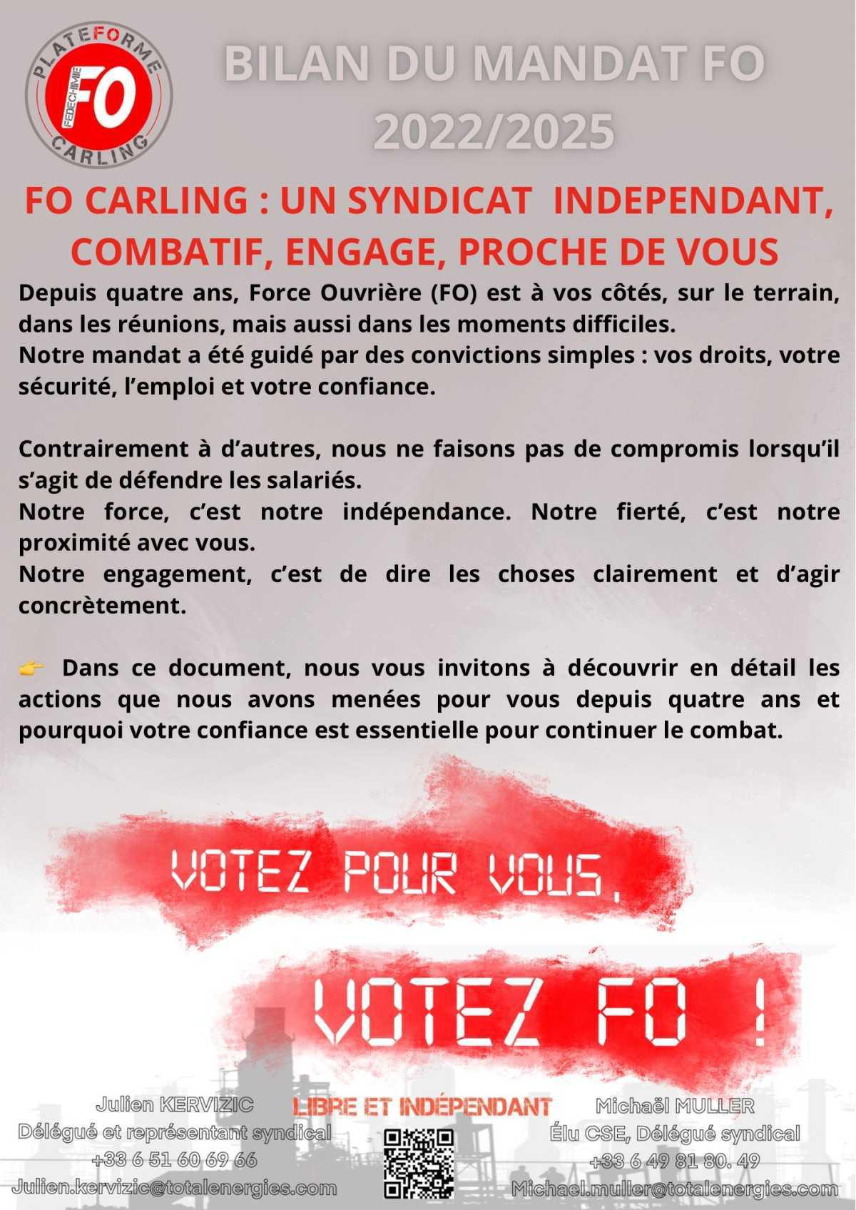 Bilan de mandat FO 2022/2025