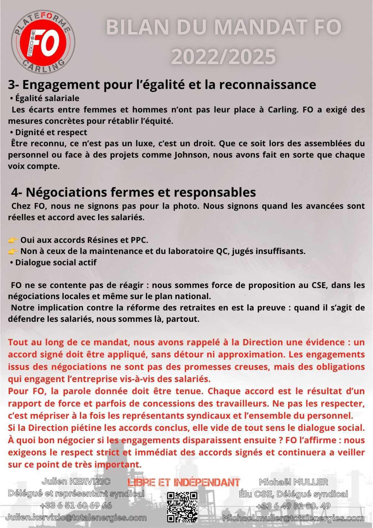 Bilan de mandat FO 2022/2025