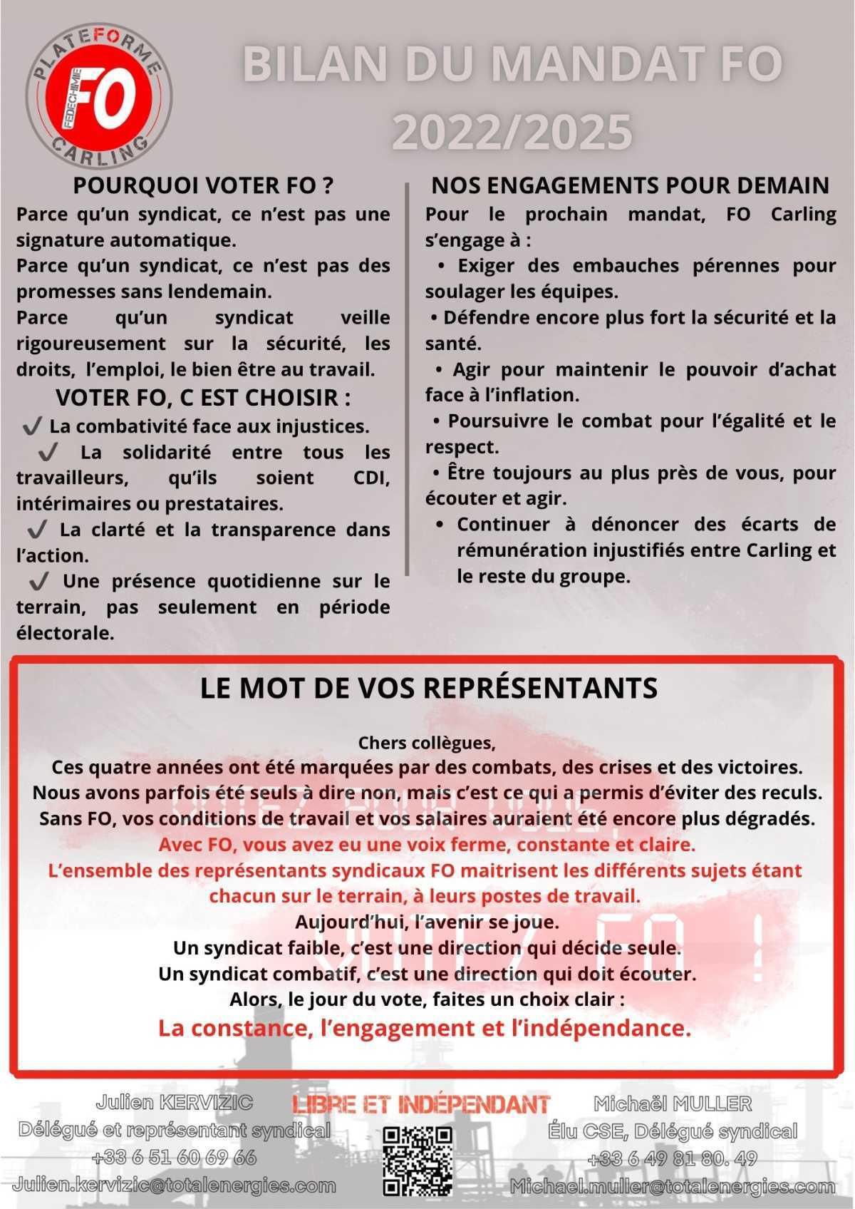 Bilan de mandat FO 2022/2025