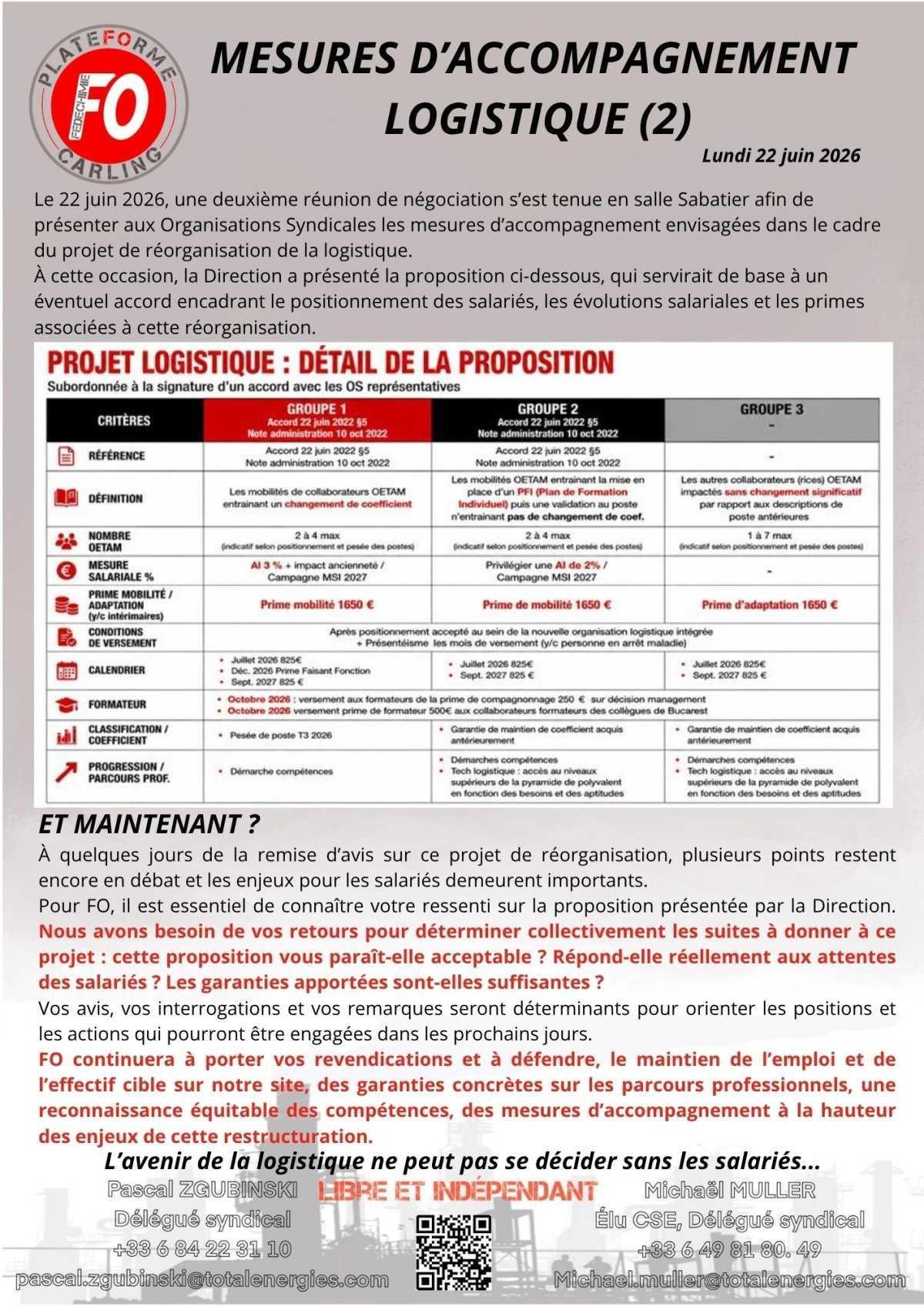 Mesures d'accompagnement Logistique
