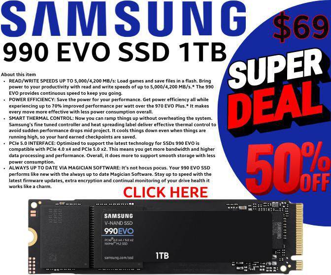 SAMSUNG 990 EVO SSD 1TB On Sale Lowest Price EVER!