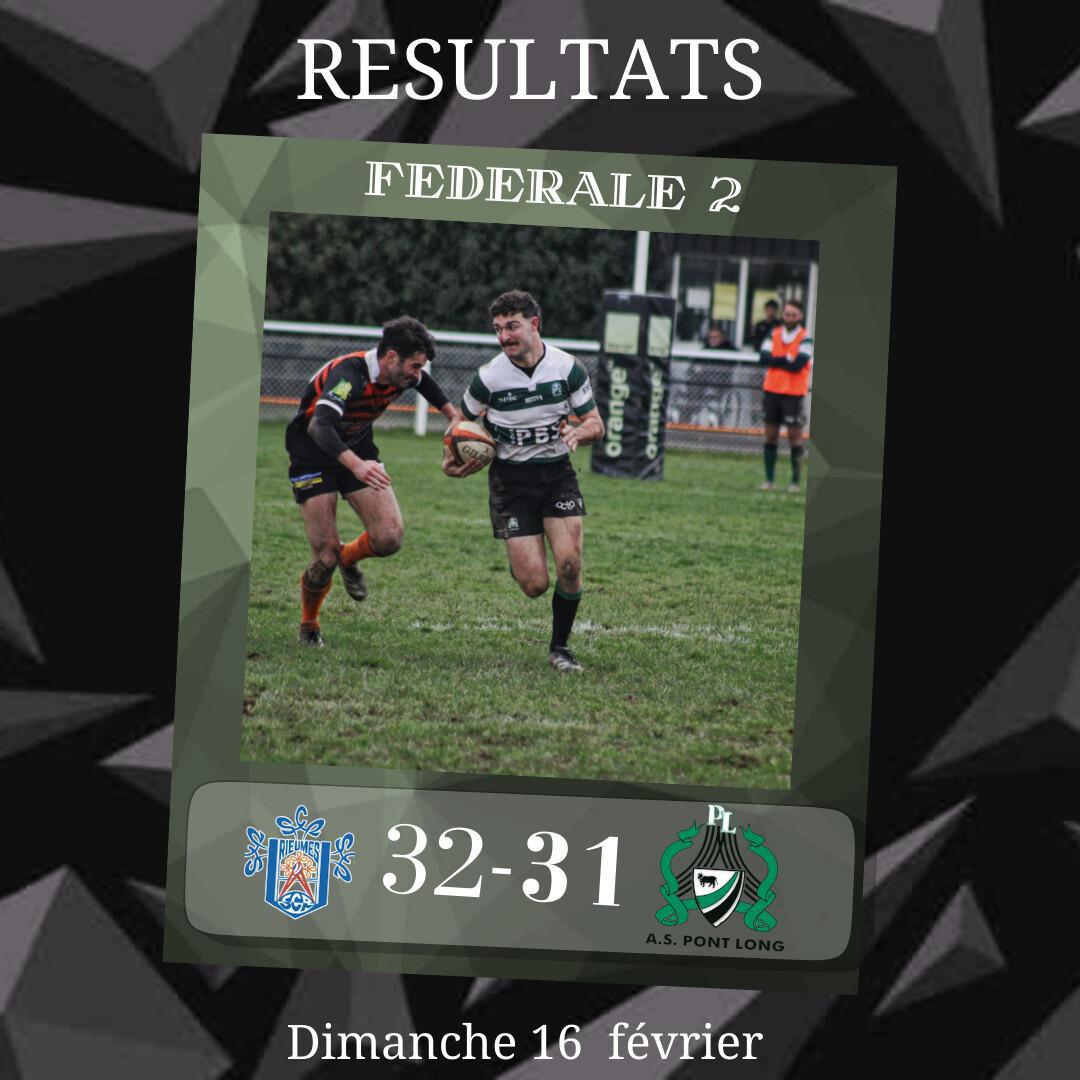 RÉSULTATS DU WEEK-END ! RÉSULTATS DU WEEK-END !