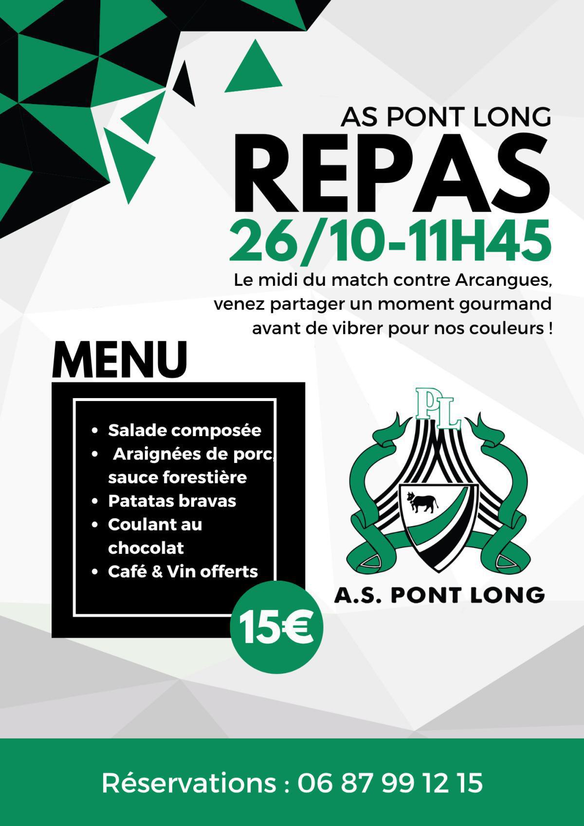 Repas d’avant match 26/10 💚🖤 Repas d’avant match 26/10 💚🖤