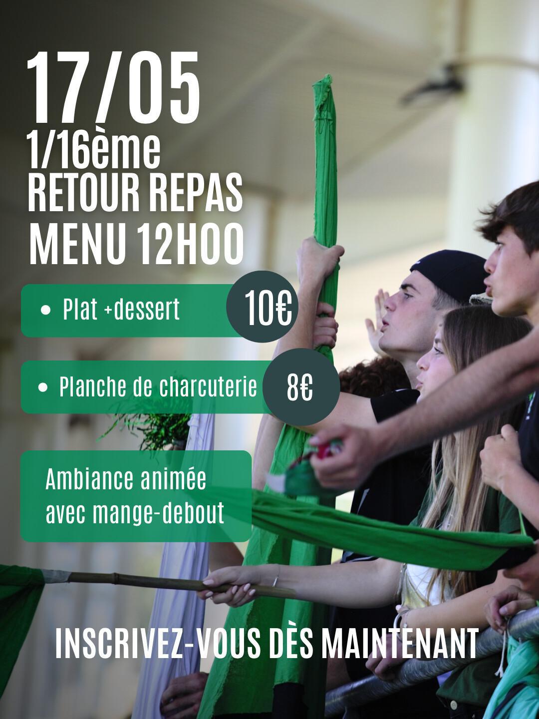 Inscription repas 1/16eme retour 💚🖤 Inscription repas 1/16eme retour 💚🖤