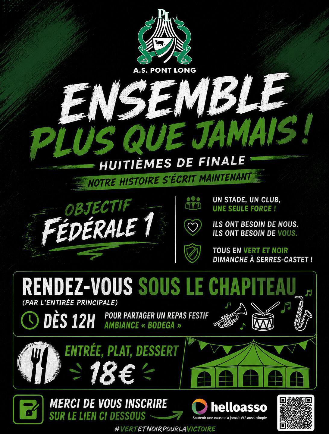 💚🖤 REPAS SUPPORTERS | TOUS À SERRES-CASTET CE DIMANCHE ! 🖤💚
