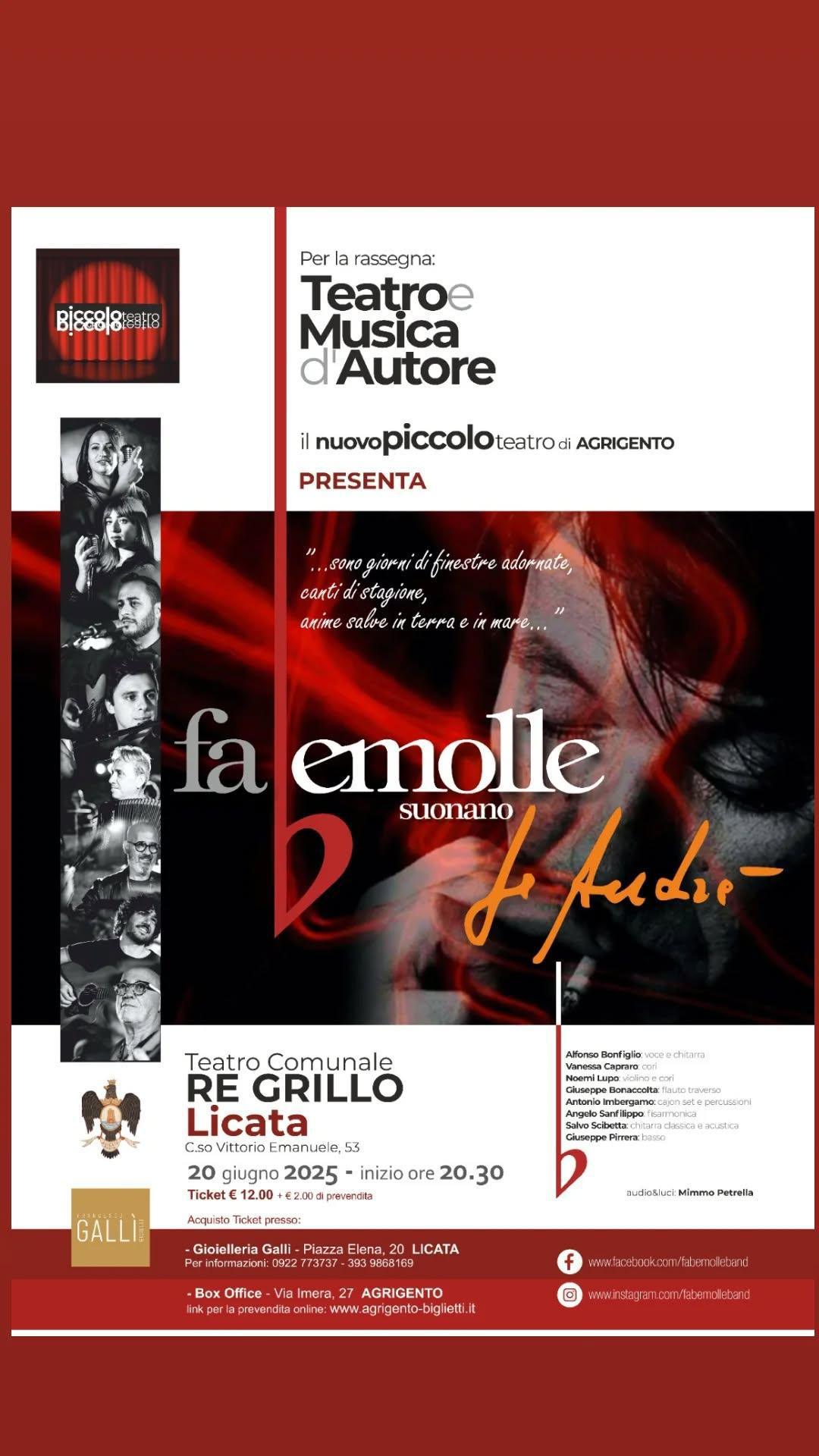 “I Fabemolle suonano De Andrè” (inizio ore 20.30)