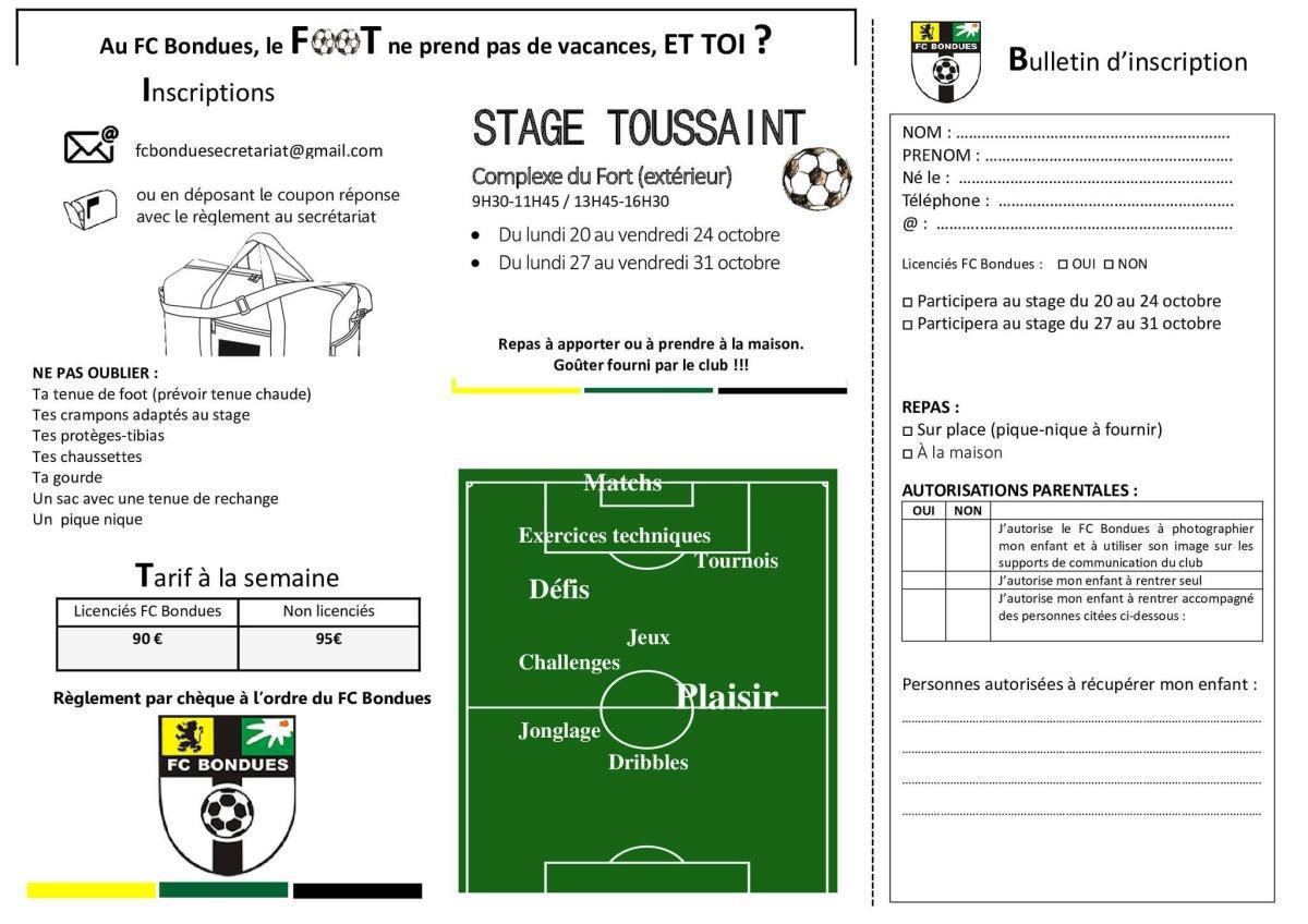Stage Toussaint 2025