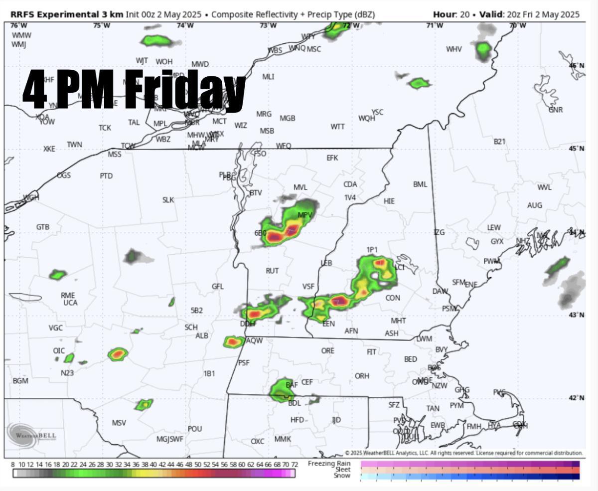 Happy Friday. A warm day for many with scattered thunderstorms this afternoon-evening 