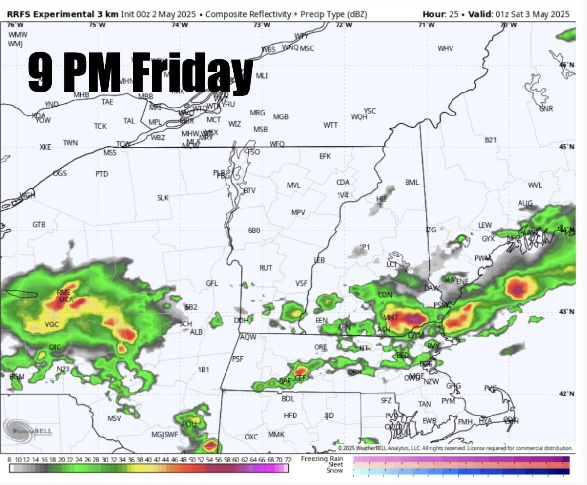 Happy Friday. A warm day for many with scattered thunderstorms this afternoon-evening 