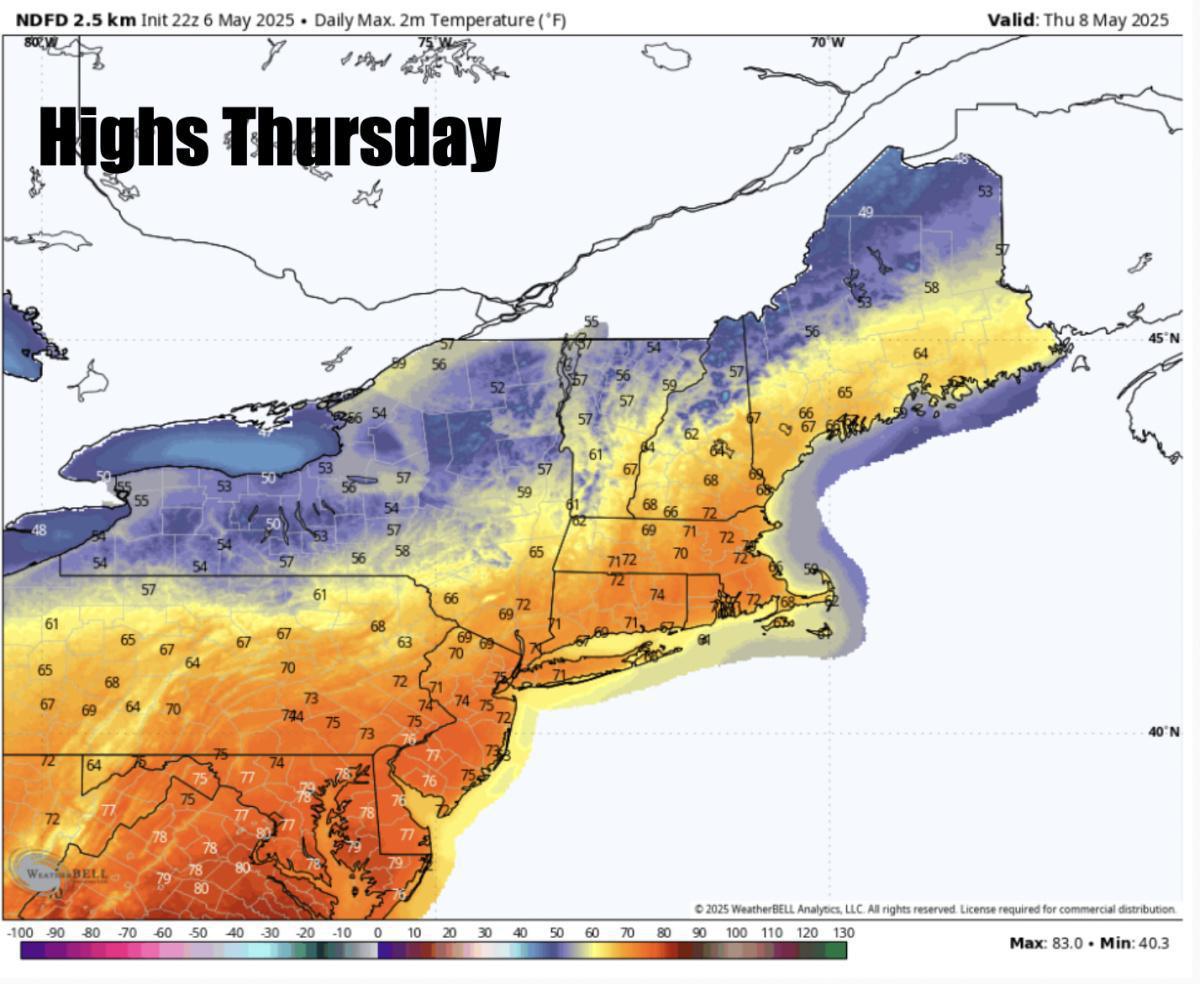 Sunshine in the forecast for Wednesday and Thursday before more widespread rain on Friday into Saturday