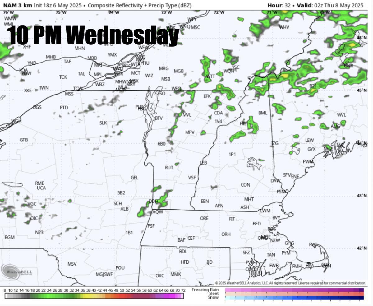 Sunshine in the forecast for Wednesday and Thursday before more widespread rain on Friday into Saturday