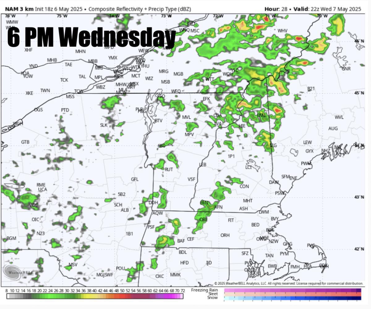 Sunshine in the forecast for Wednesday and Thursday before more widespread rain on Friday into Saturday