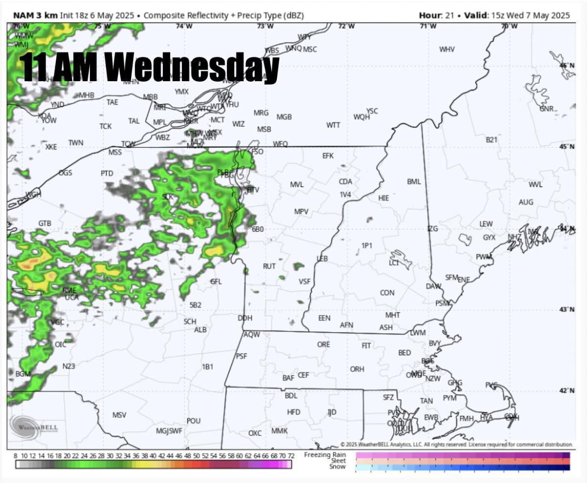 Sunshine in the forecast for Wednesday and Thursday before more widespread rain on Friday into Saturday