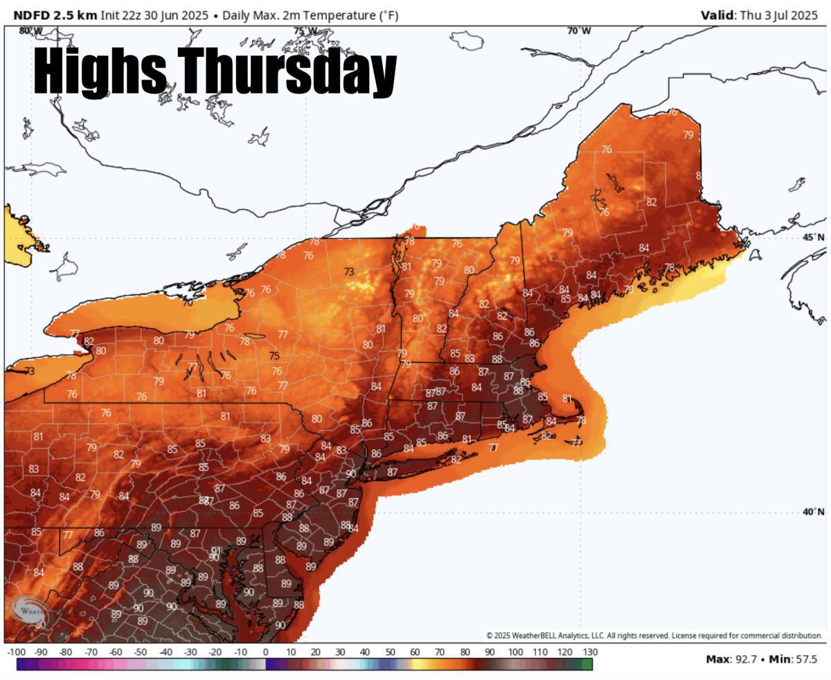 Forecast for the rest of the week. 4th looking great 