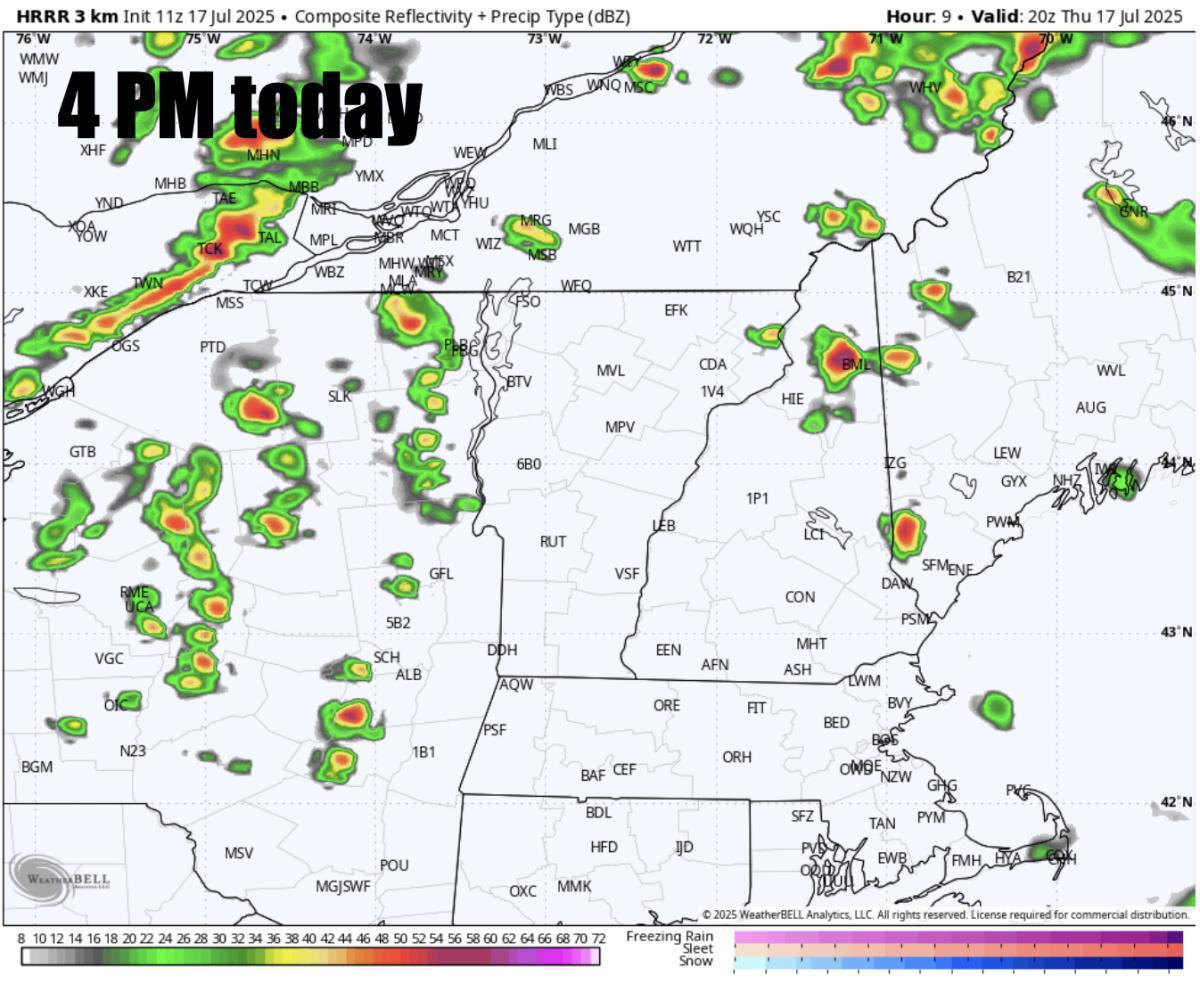 Severe weather expected today across Northern New England. Low risk for a tornado 
