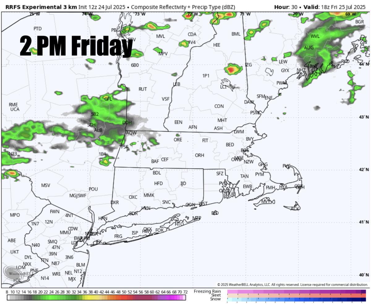 A very hot day Friday across SNE with severe thunderstorms in the afternoon-evening!
