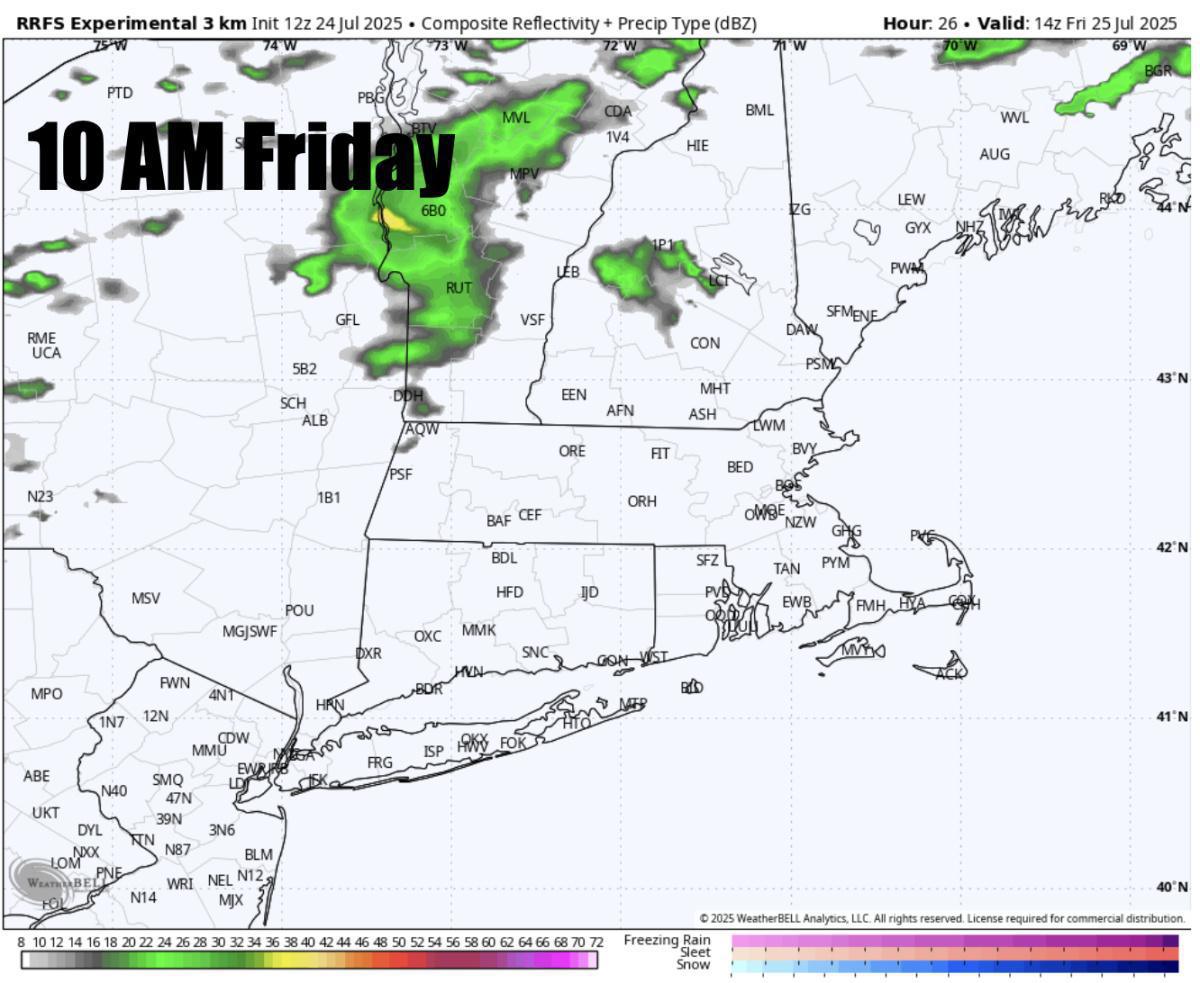 A very hot day Friday across SNE with severe thunderstorms in the afternoon-evening!