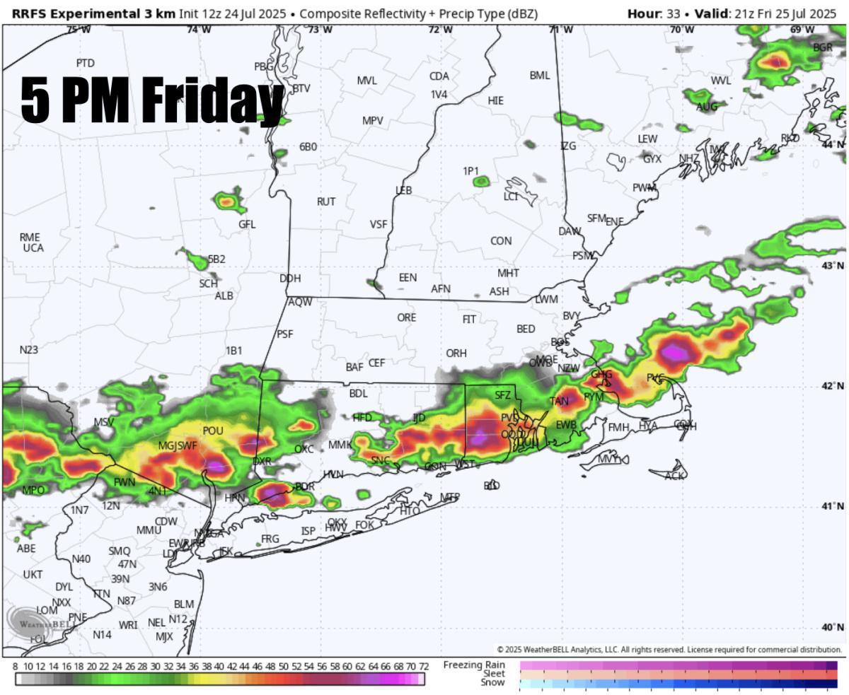 A very hot day Friday across SNE with severe thunderstorms in the afternoon-evening!
