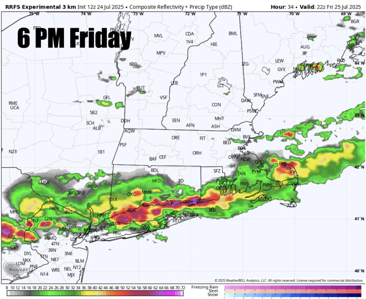 A very hot day Friday across SNE with severe thunderstorms in the afternoon-evening!