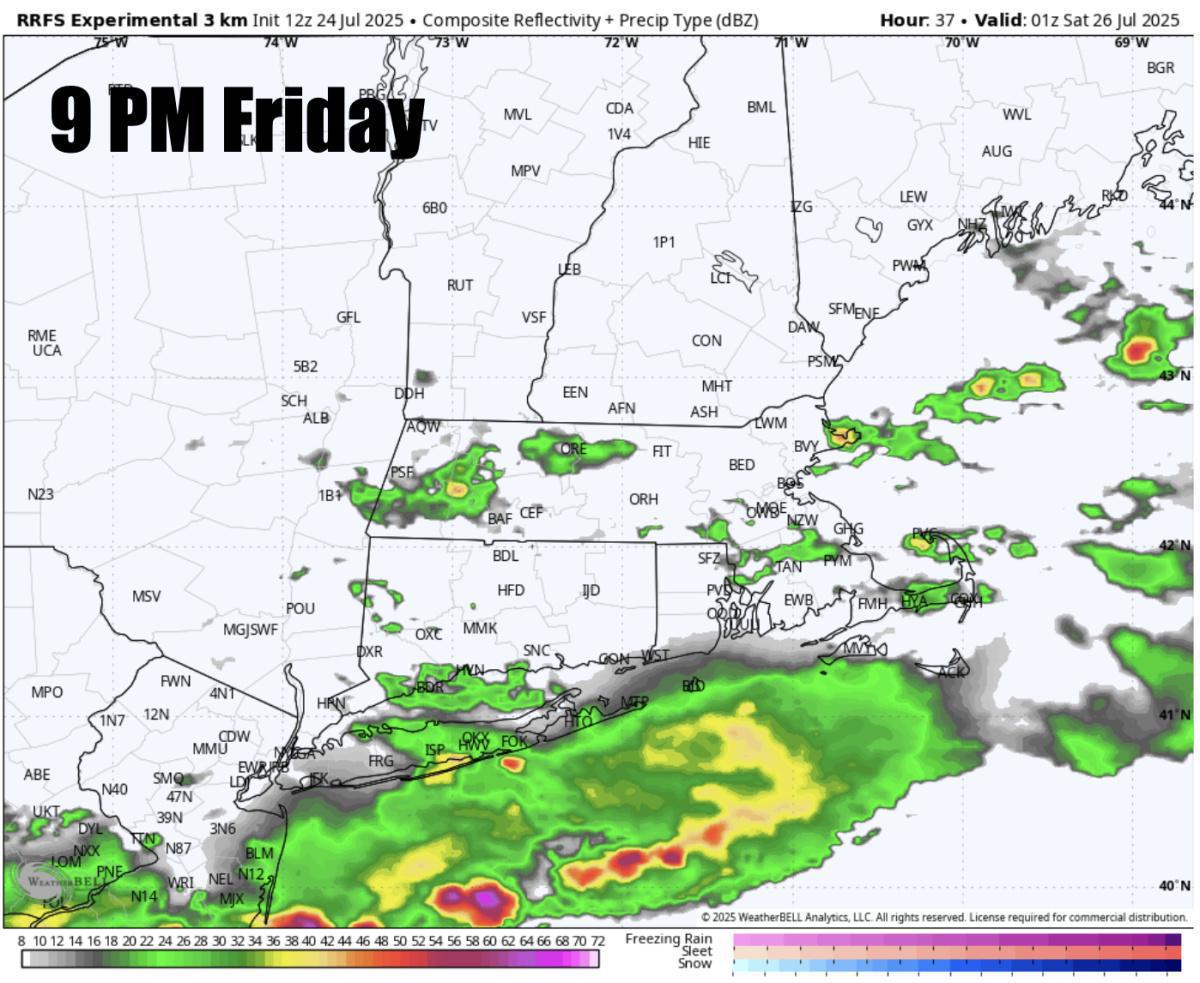 A very hot day Friday across SNE with severe thunderstorms in the afternoon-evening!