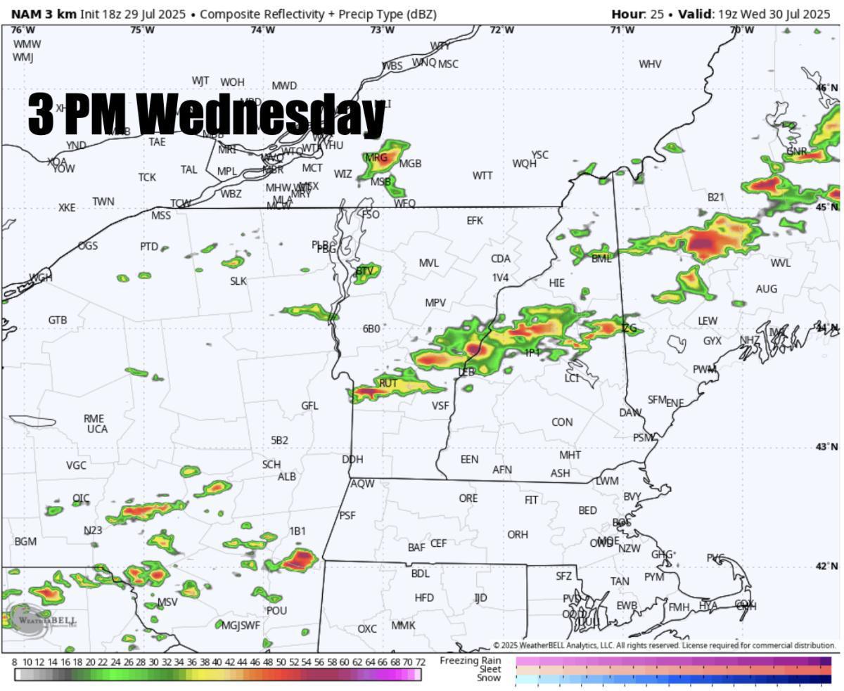 Scattered storms on the way Wednesday with one more hot day across SNE