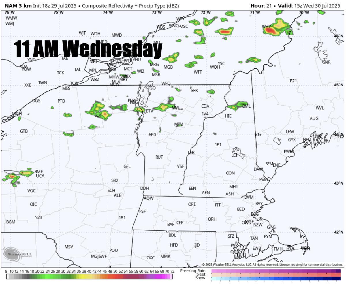 Scattered storms on the way Wednesday with one more hot day across SNE