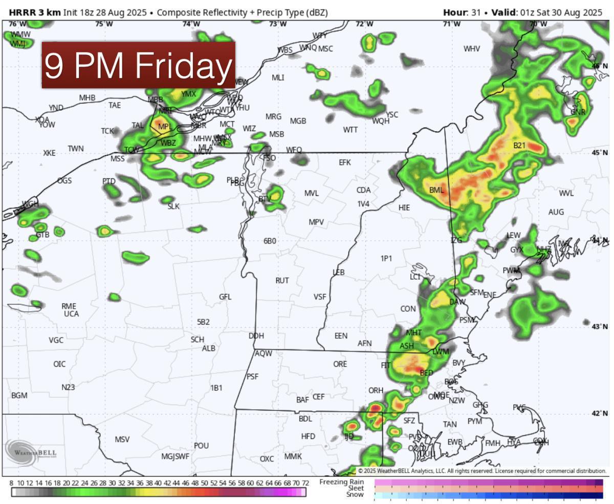 Scattered heavy downpours on the way Friday. Mainly non-severe 
