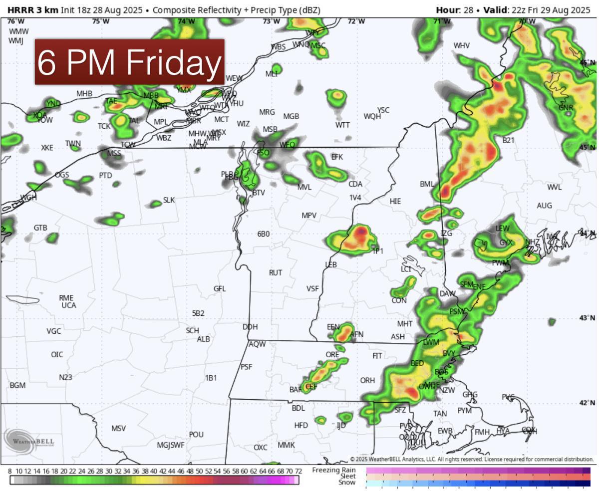 Scattered heavy downpours on the way Friday. Mainly non-severe 