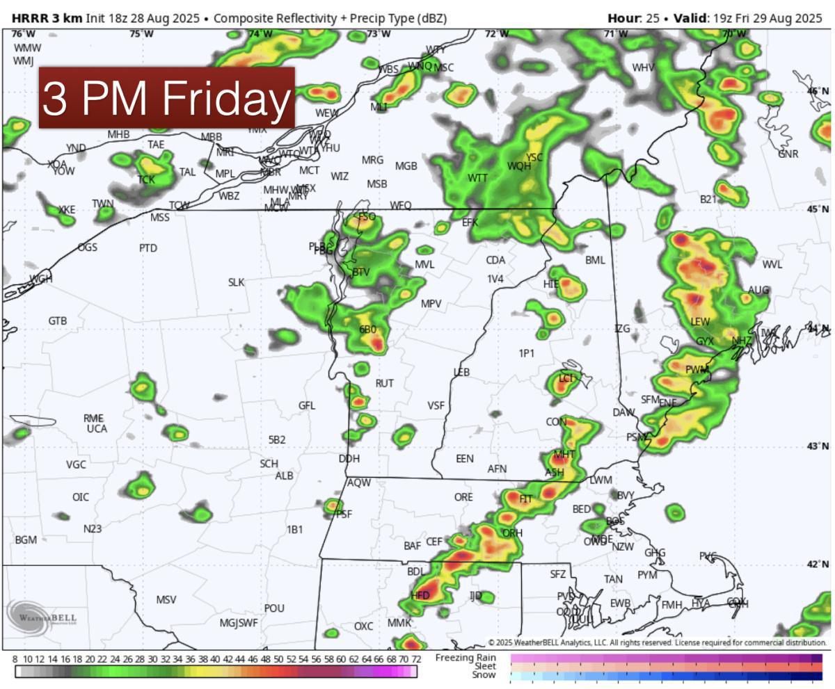 Scattered heavy downpours on the way Friday. Mainly non-severe 