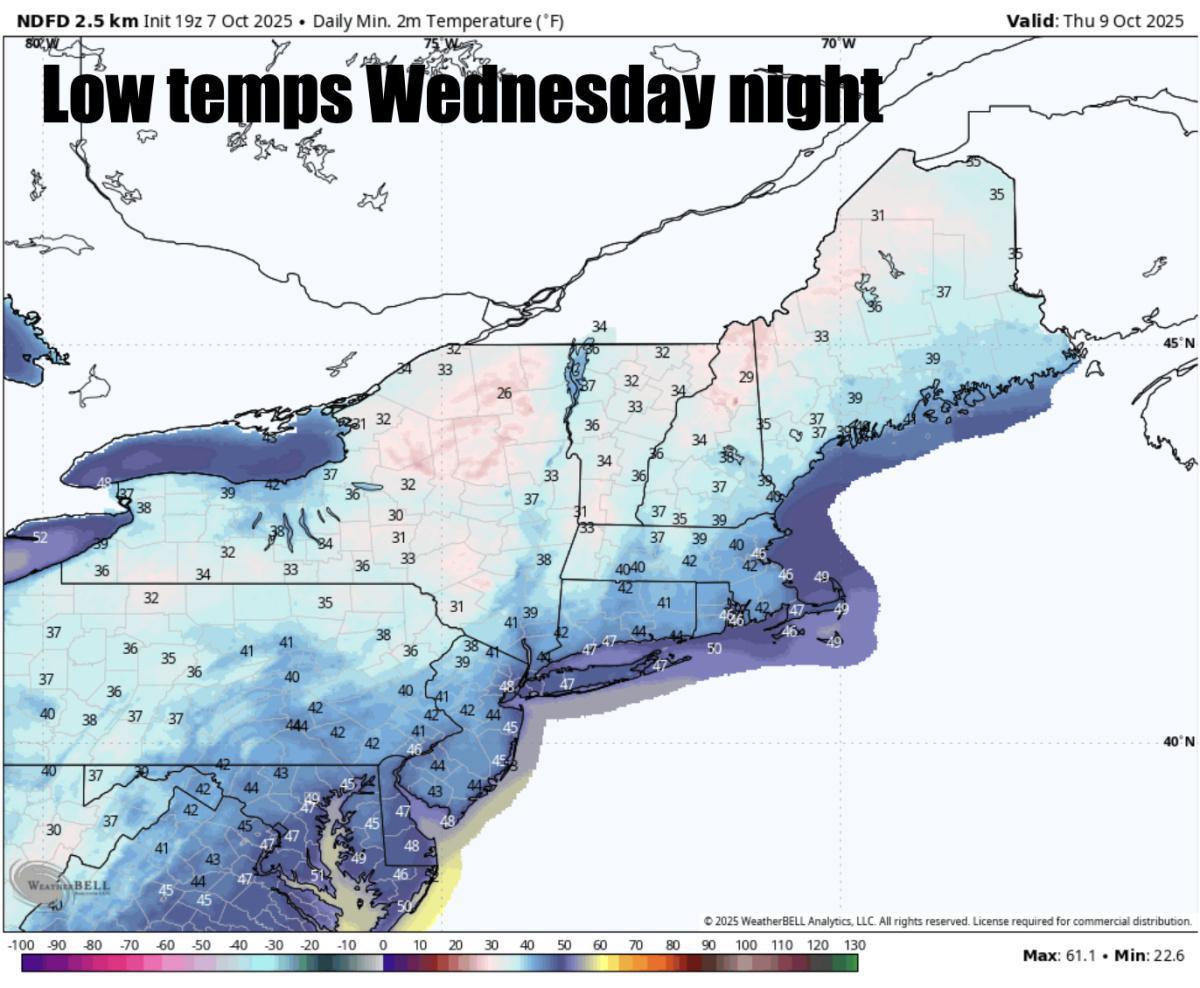 Rain on the way Wednesday, Widespread frost and freeze Thursday night, Friday morning 