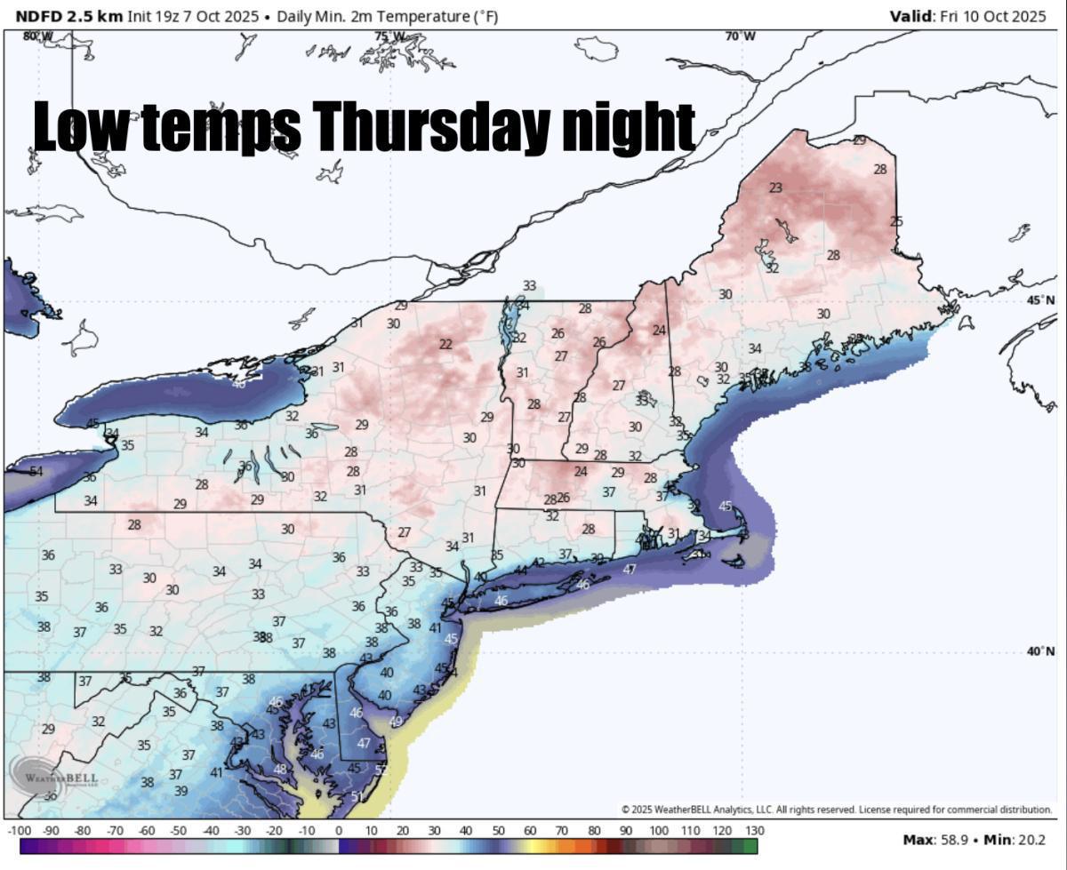 Rain on the way Wednesday, Widespread frost and freeze Thursday night, Friday morning 