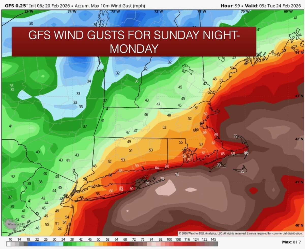 CONFIDENCE INCREASING FOR A MAJOR IMPACT NOR'EASTER SUNDAY NIGHT INTO MONDAY FOR SOUTHEASTERN SNE 