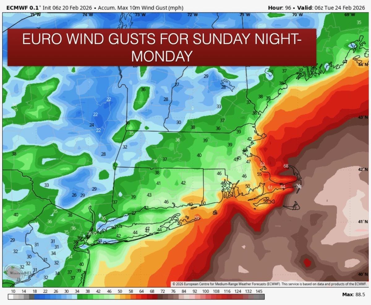 CONFIDENCE INCREASING FOR A MAJOR IMPACT NOR'EASTER SUNDAY NIGHT INTO MONDAY FOR SOUTHEASTERN SNE 