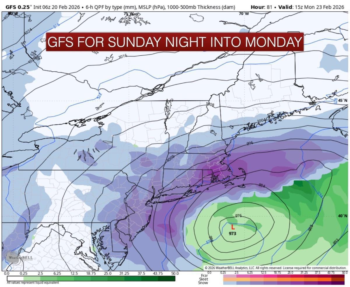 CONFIDENCE INCREASING FOR A MAJOR IMPACT NOR'EASTER SUNDAY NIGHT INTO MONDAY FOR SOUTHEASTERN SNE 