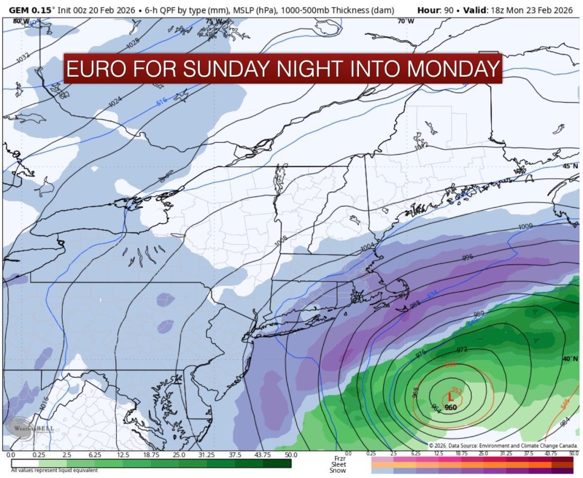 CONFIDENCE INCREASING FOR A MAJOR IMPACT NOR'EASTER SUNDAY NIGHT INTO MONDAY FOR SOUTHEASTERN SNE 