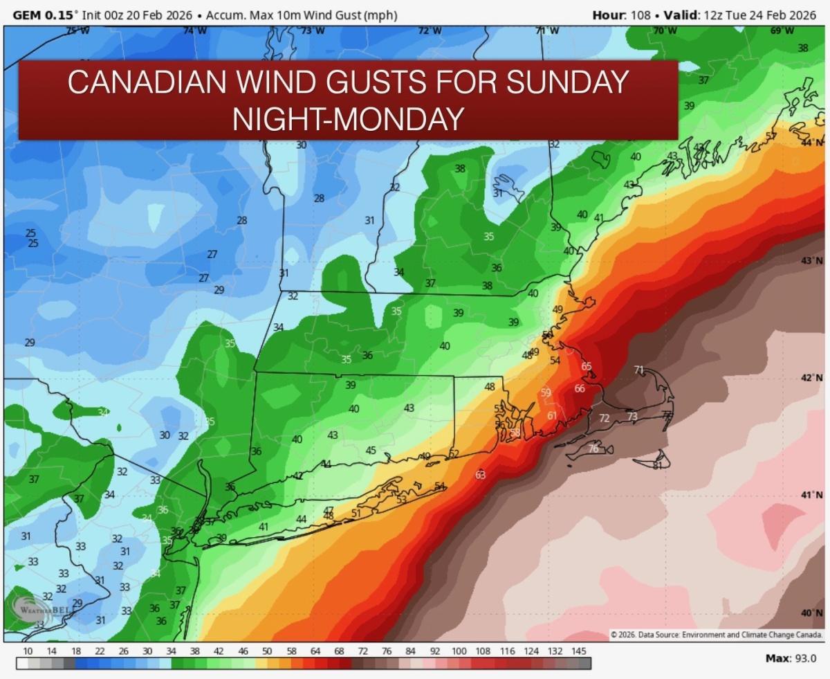 CONFIDENCE INCREASING FOR A MAJOR IMPACT NOR'EASTER SUNDAY NIGHT INTO MONDAY FOR SOUTHEASTERN SNE 