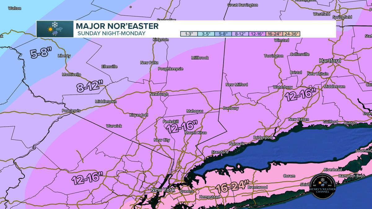 BREAKING! A MAJOR NOR'EASTER IS SET TO SLAM SOUTHERN NEW ENGLAND SUNDAY NIGHT INTO MONDAY WITH DAMAGING WINDS, 1-2 FEET OF SNOW, POWER OUTAGES!