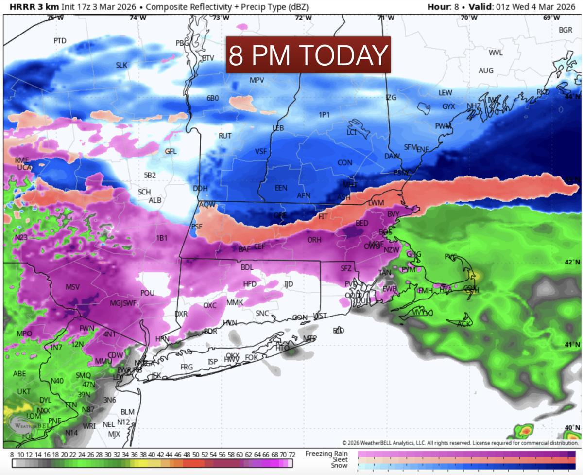 DANGEROUS TRAVEL THIS EVENING-NIGHT ESPECIALLY ACROSS SNE WITH ICE!!