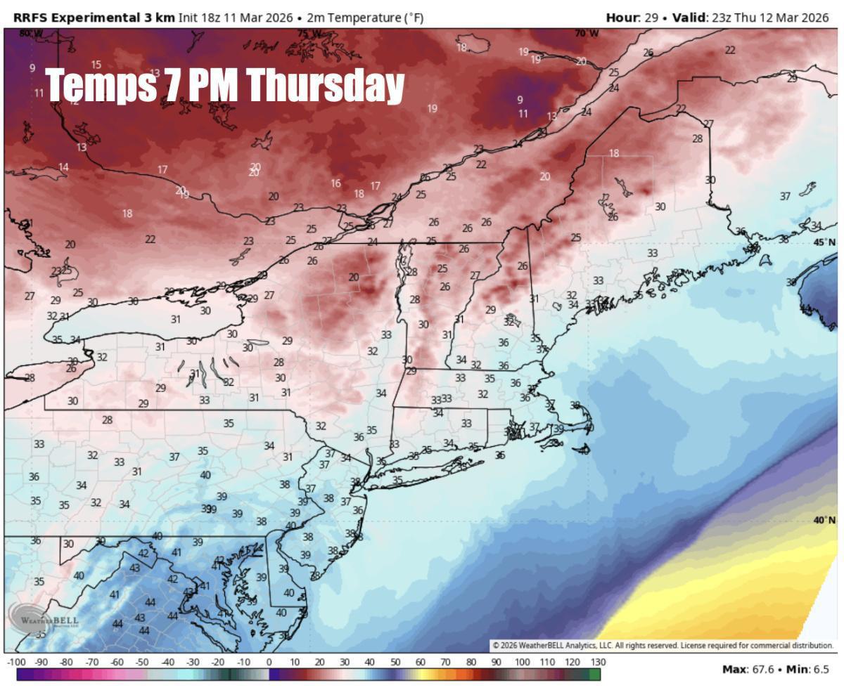 A big swing in temps coming Thursday with snow in the forecast!