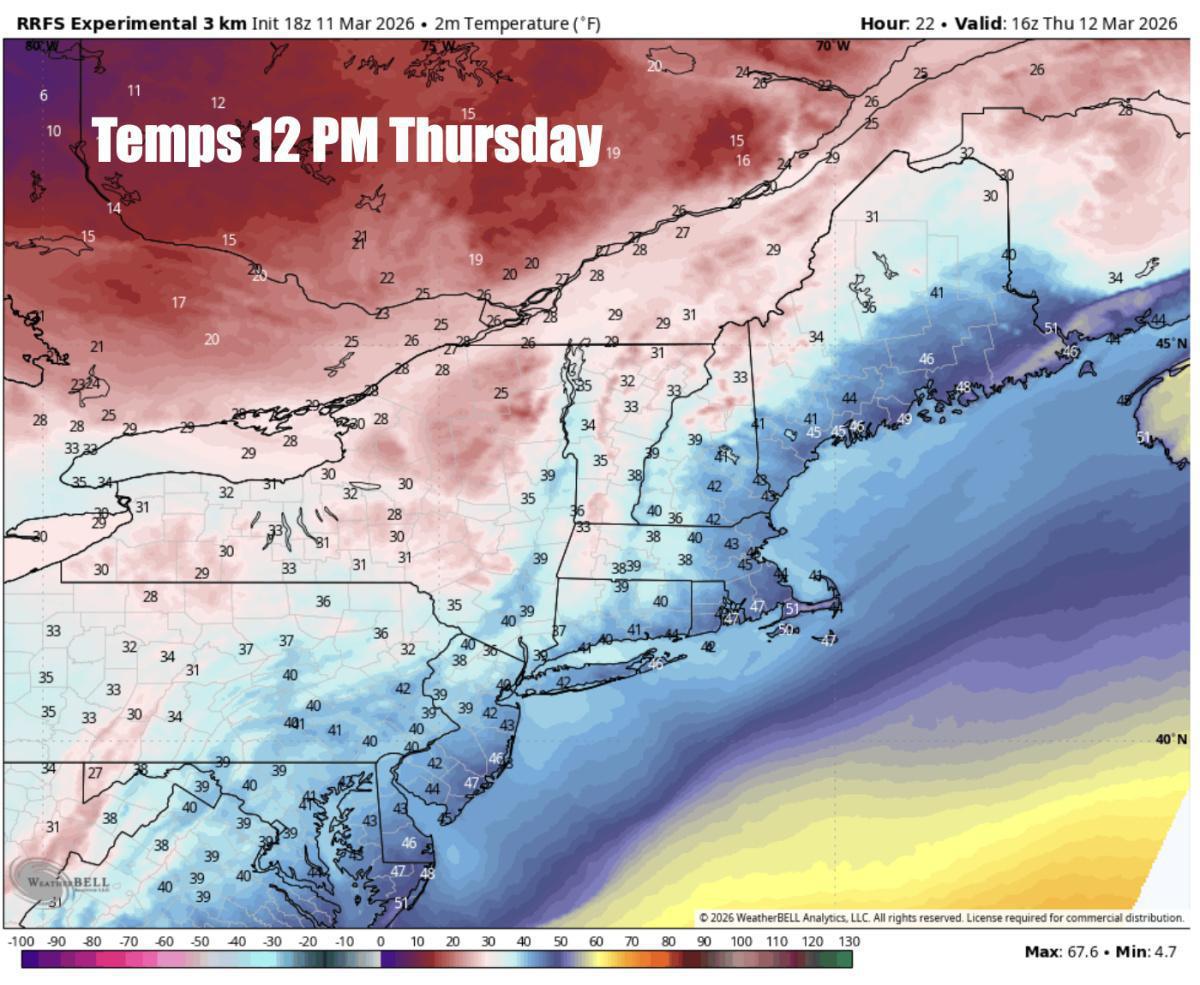 A big swing in temps coming Thursday with snow in the forecast!