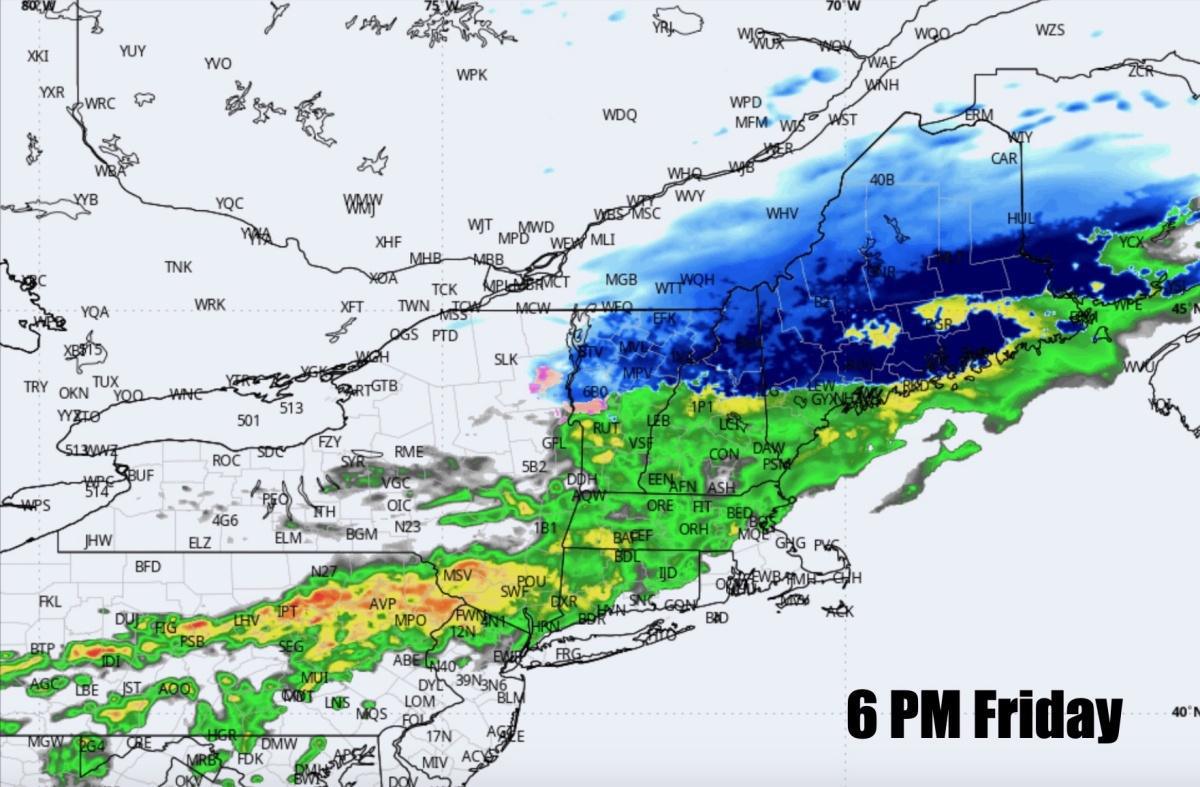Accumulating snow across Northern New England on Friday. Watching the potential for a winter storm Sunday-Monday