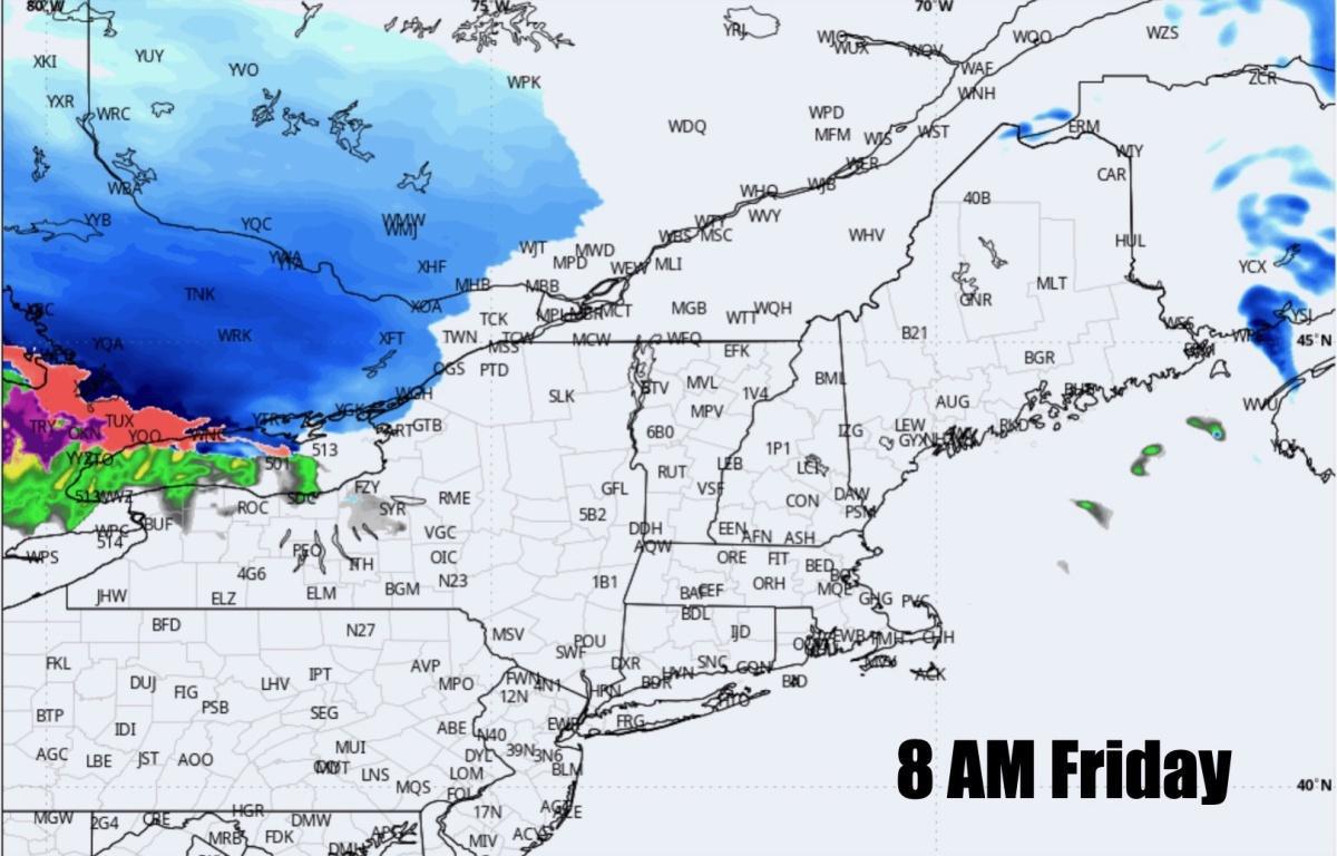 Accumulating snow across Northern New England on Friday. Watching the potential for a winter storm Sunday-Monday