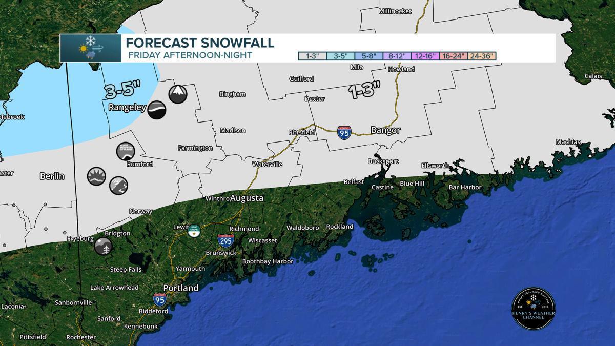 Accumulating snow across Northern New England on Friday. Watching the potential for a winter storm Sunday-Monday