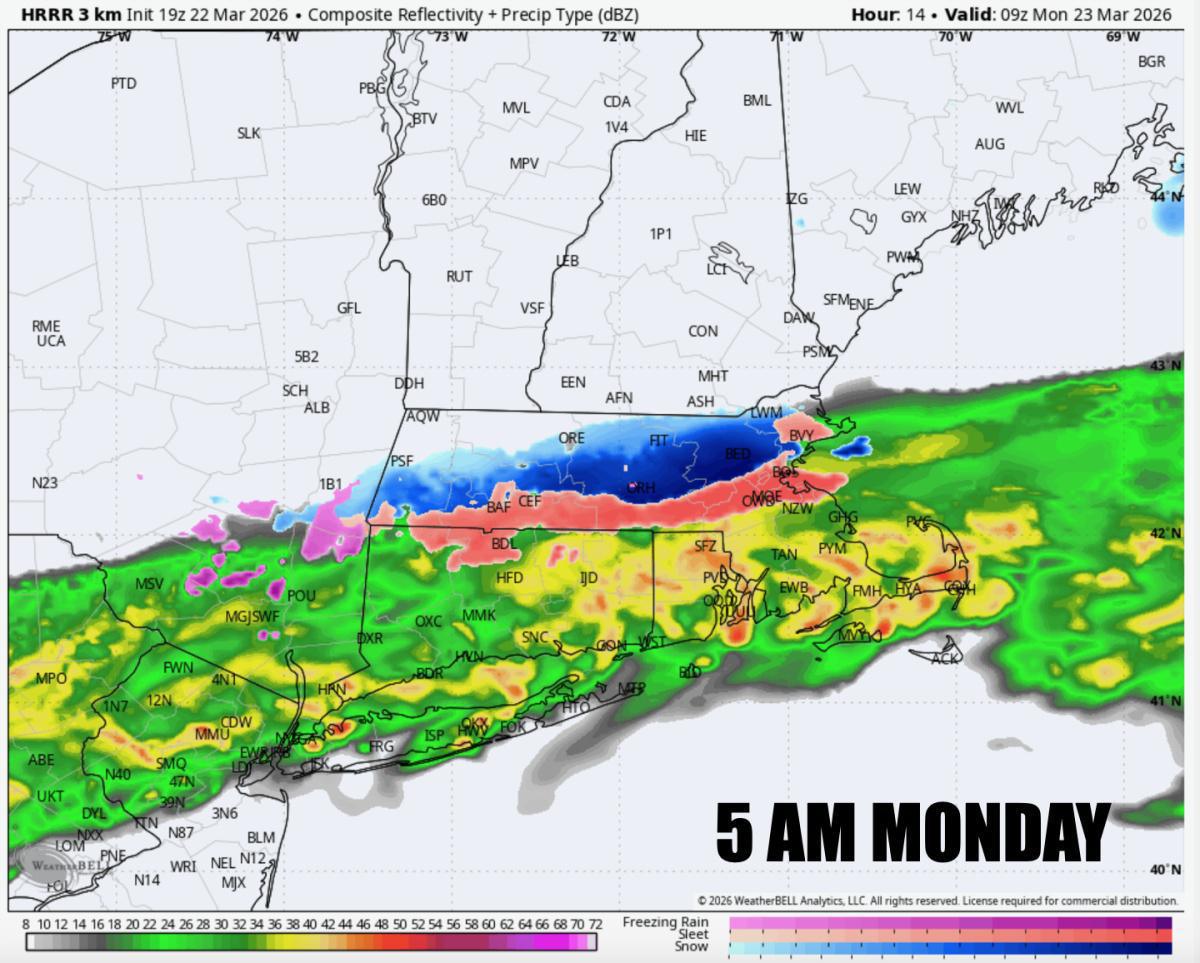 RAIN CHANGING TO SOME SNOW ACROSS MASSACHUSETTS ON MONDAY AM. A NARROW BAND OF 1-3" OF SNOW MONDAY EVE-TUESDAY AM RAIN CHANGING TO SOME SNOW ACROSS MASSACHUSETTS ON MONDAY AM. A NARROW BAND OF 1-3" OF SNOW MONDAY EVE-TUESDAY AM