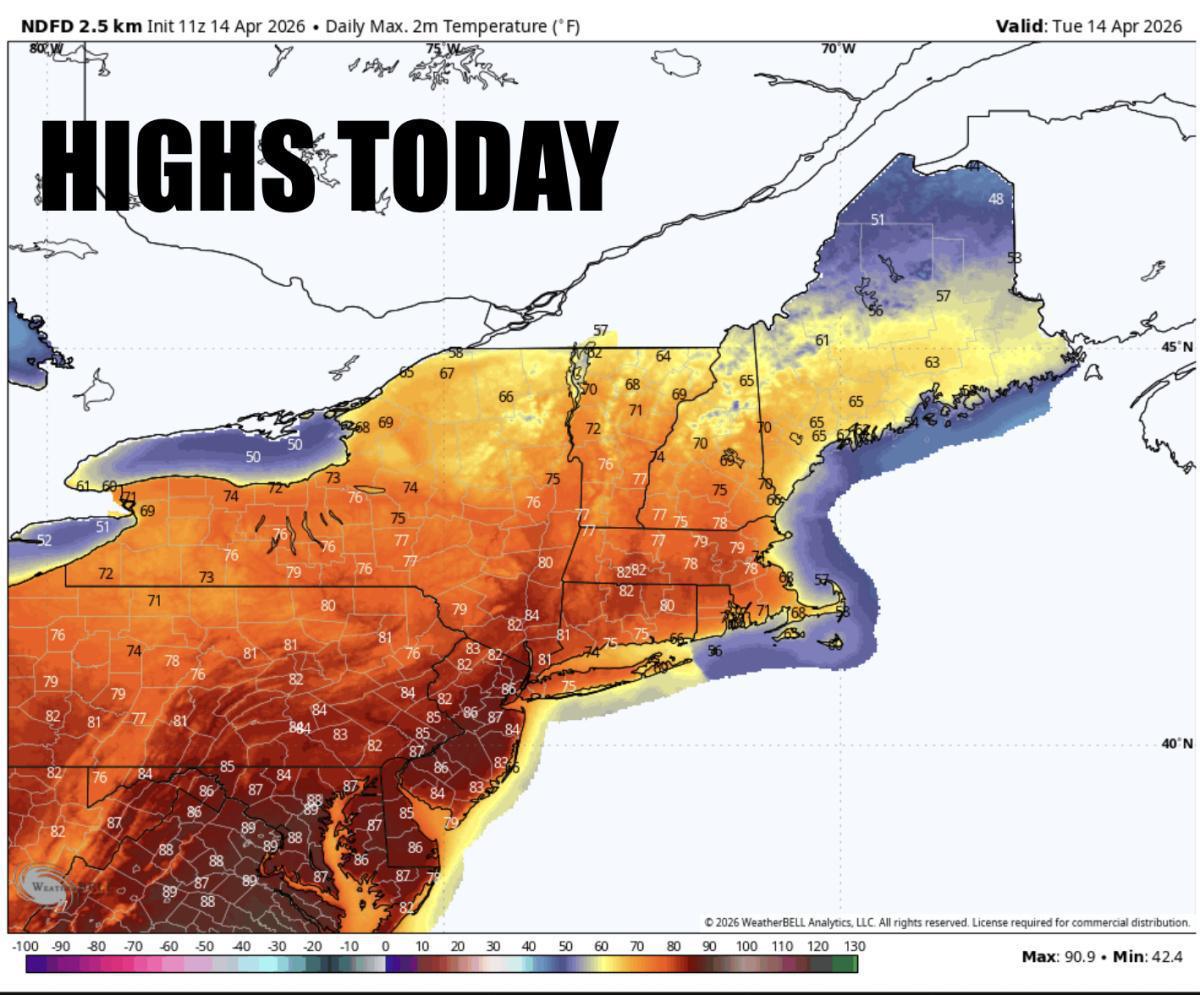 STRONG TO DAMAGING STORMS ACROSS PARTS OF NEW ENGLAND TODAY