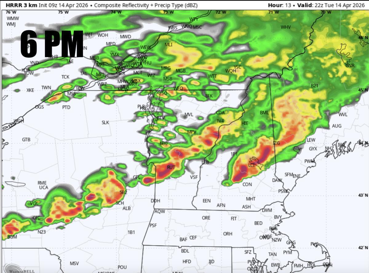 STRONG TO DAMAGING STORMS ACROSS PARTS OF NEW ENGLAND TODAY
