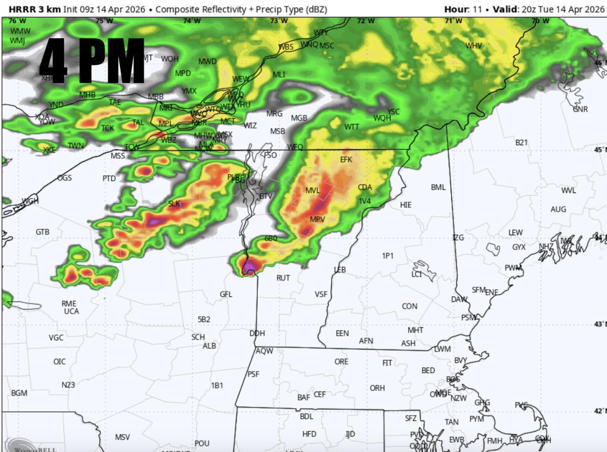 STRONG TO DAMAGING STORMS ACROSS PARTS OF NEW ENGLAND TODAY