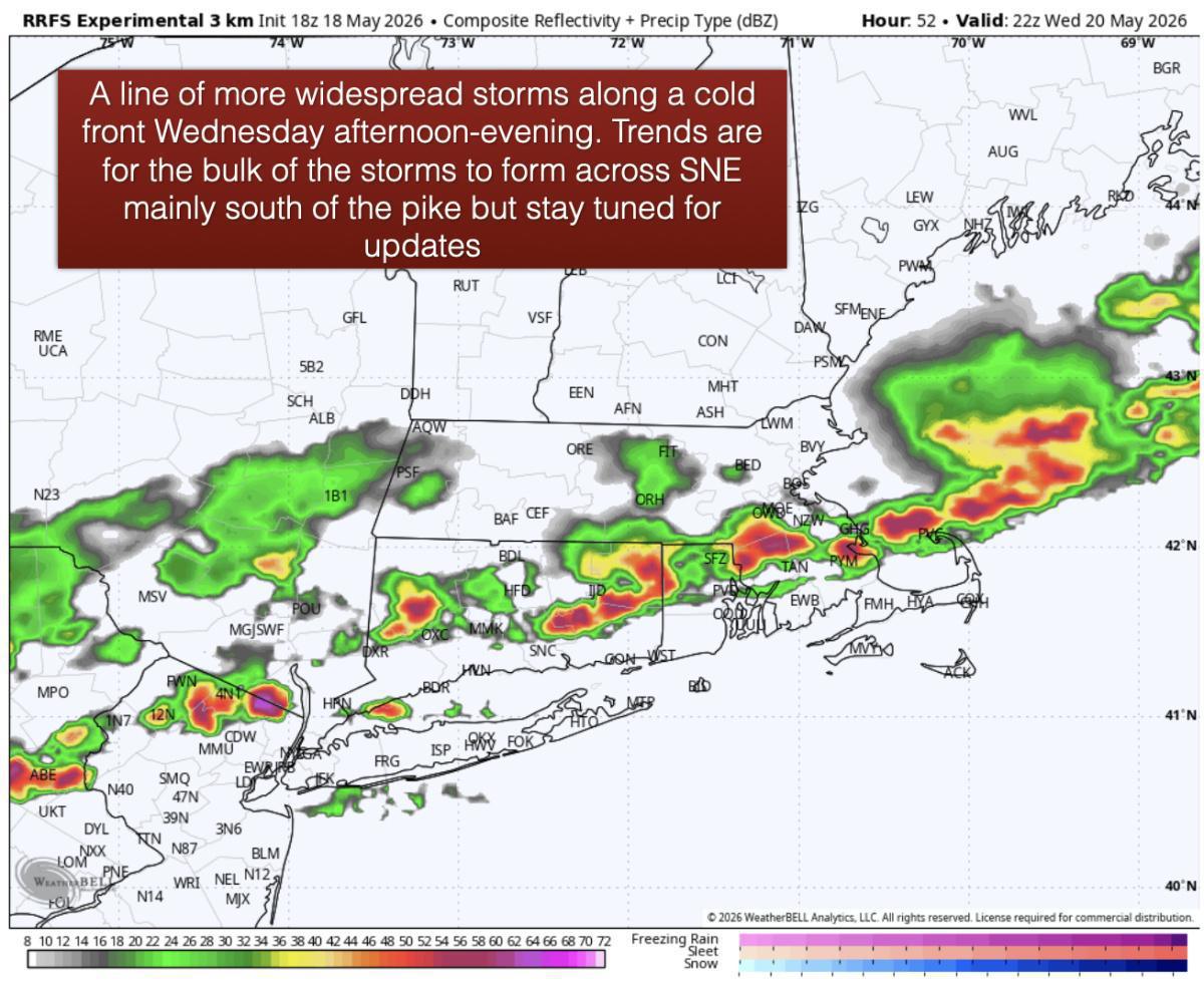 RECORD BREAKING HEAT FOR TUESDAY AND WEDNESDAY WITH ISOLATED STORMS. COLD FRONT WEDNESDAY WILL BRING A LINE OF STORMS 